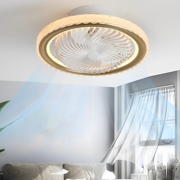 Round Mute Timing LED 3 Step Dimming Adjustable Bladeless Ceiling Fans - Image 6