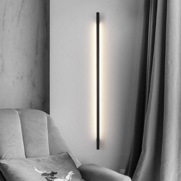 Minimalist Strip Three Step Dimming LED Black Postmodern Wall Lamp - Image 2