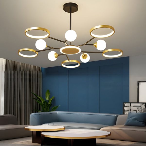 6 Lights Circles LED Modern Ceiling Lights Chandelier Hanging Lamp - Image 5