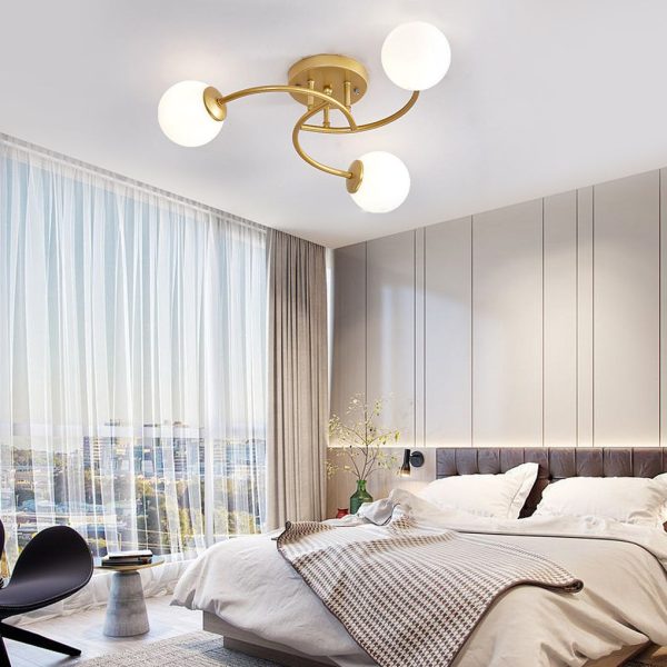 5-light Glass Globe Design Swirled Metal LED Modern Ceiling Lights - Image 2
