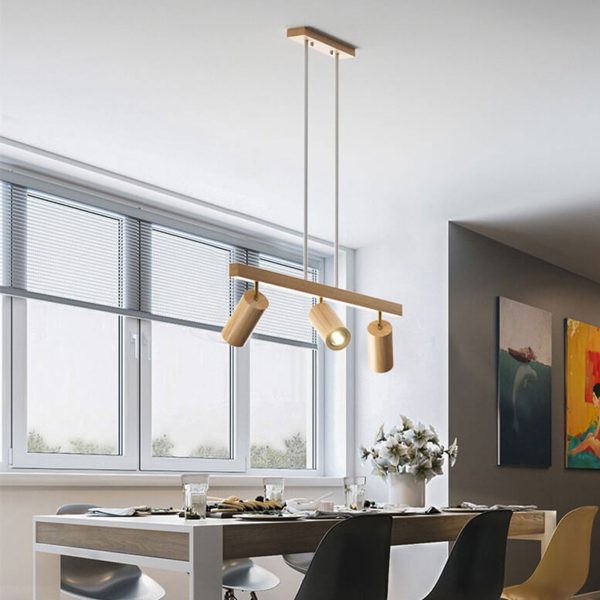 Nordic Minimalist Solid Wood Spotlight Track 2/3/4 Light Chandelier - Image 13