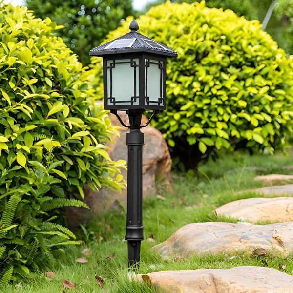 Ancient House Style Solar LED Post Light with 3-Step Dimming Durable Outdoor Lamp - Image 7
