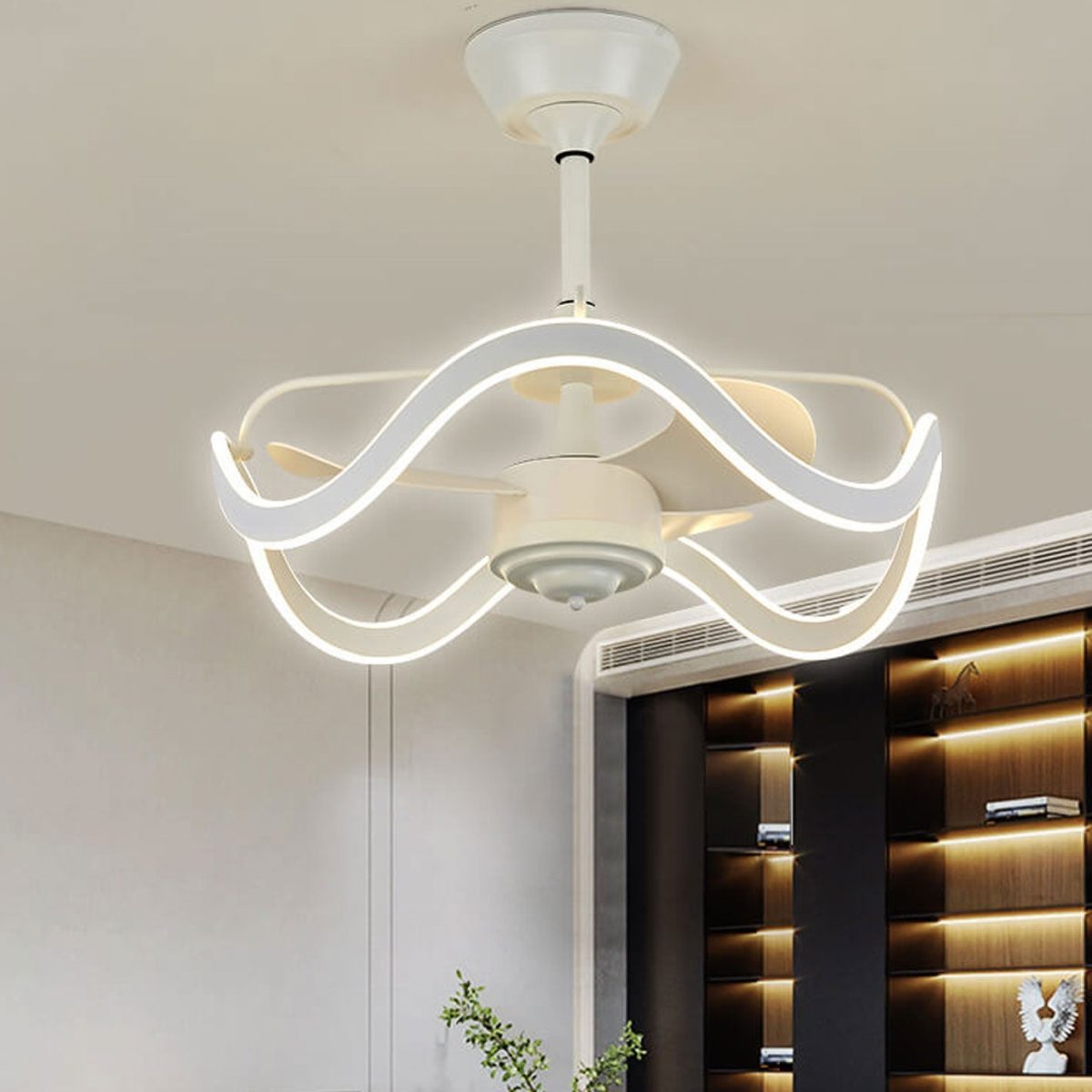 Modern Light Luxury Circular Inverter Silent Downrods Ceiling Fan Light - Image 12