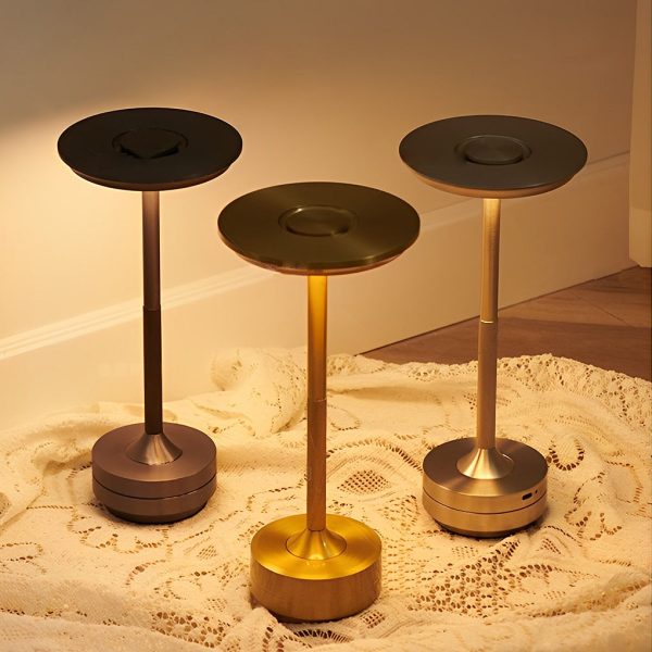 Plated Metal Slender Cordless UFO Alien Table Lamp - Image 5