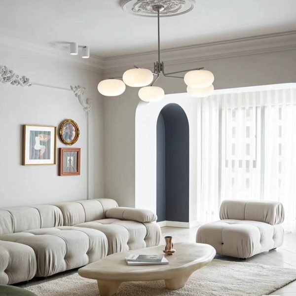 5 Lights Glass Three Step Dimming Light LED Nordic Chandelier Hanging Lamp - Image 3