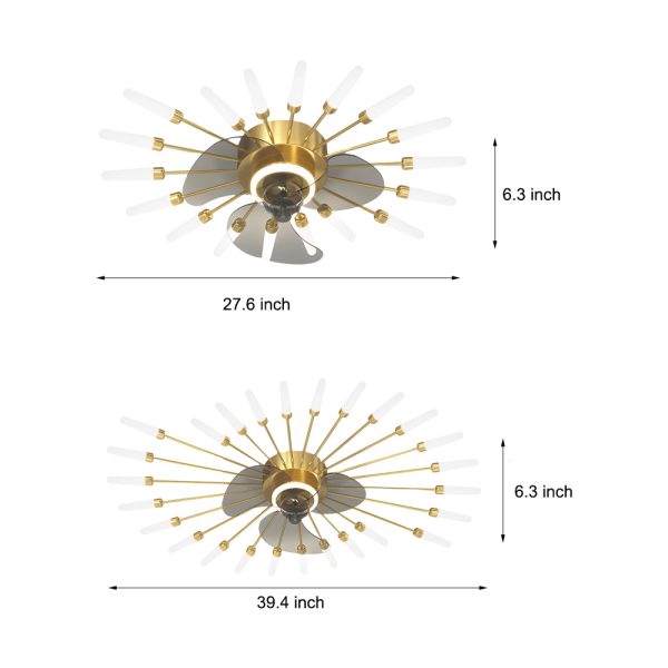 Creative Flower Mute Three Step Dimming Nordic Fans Ceiling with Lights - Image 4