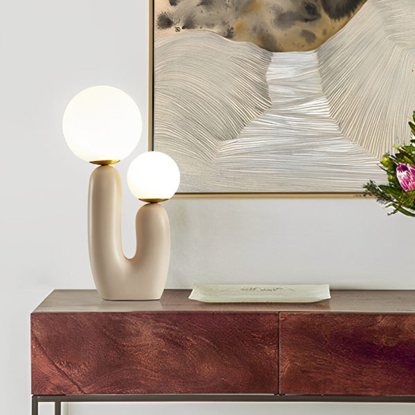 2-Light Modern Beige Cactus LED Accent Table Lamp - Image 5