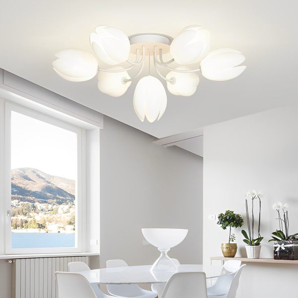 Tulips Flowers G9 14W White Minimalist Ceiling Lights Chandelier - Image 3