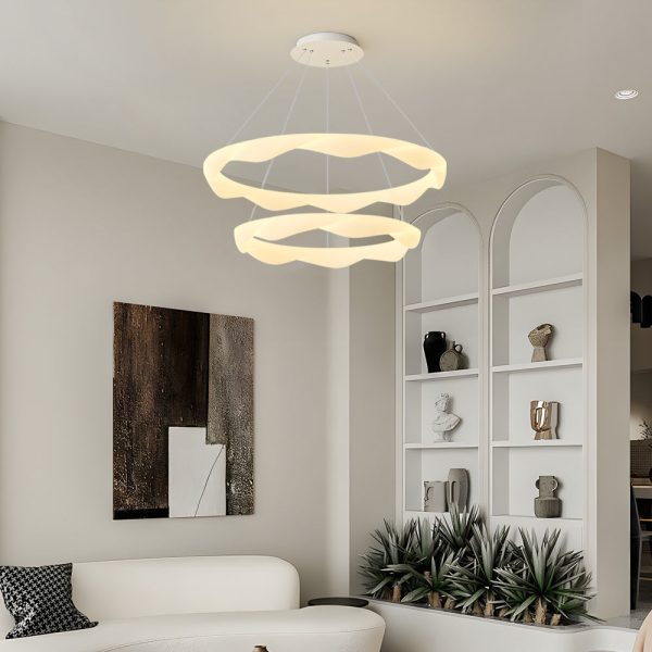 Creative Cream Style Designer Rings 3 Step Dimming Modern Chandelier - Image 7