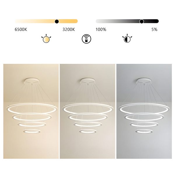 4 Rings Chandelier Light LED Mid-century Chandeliers with Remote - Image 5
