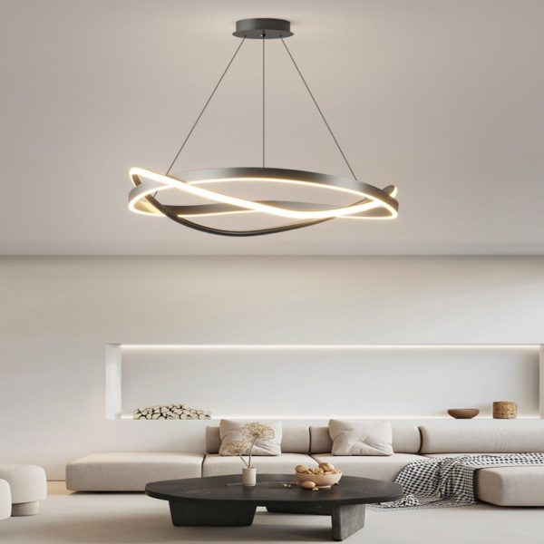 Circular Wave Rings Three Step Dimming Minimalist Nordic Chandelier - Image 8