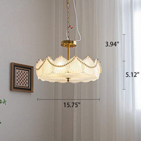 French Light Luxury Seashell Glass Pearl Round 5/6/ 8 Light Chandelier - Image 7