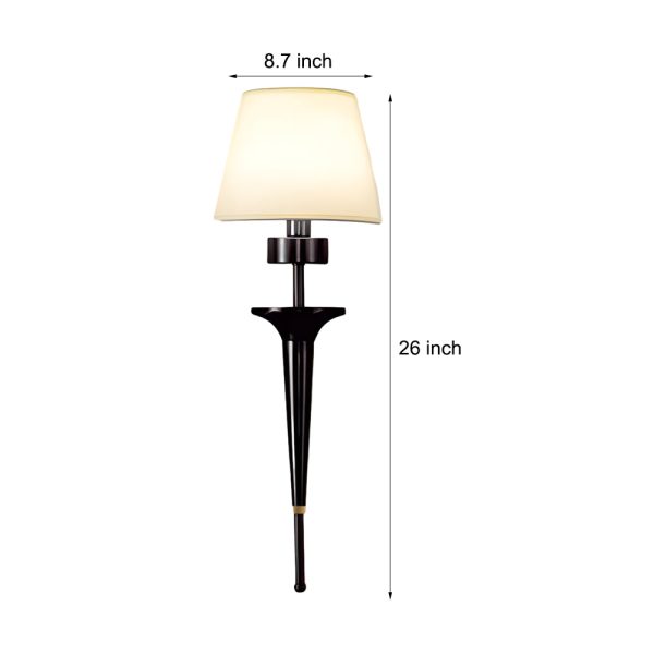 25.98-In H. Gold/Black Copper 1-Light American Wall Sconce with Fabric Shade - Image 7