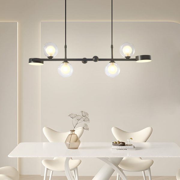 6/8-Light 3step Dimming Glass Ball LED Long Dining Room Chandelier - Image 2