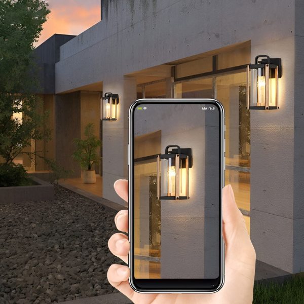 Lantern Shaped Waterproof Glass Black Industrial Outdoor Wall Sconce Lighting - Image 6