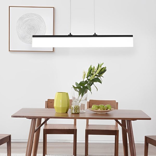 Minimalist Linear Strip Stepless Dimming LED Black Modern Chandelier - Image 8