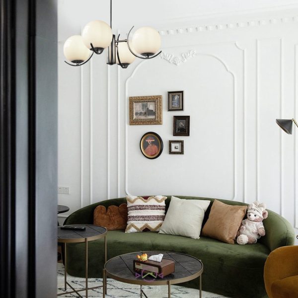 4/5 Lights Glass Globe Ball Electroplating Iron Nordic Chandelier Light - Image 2