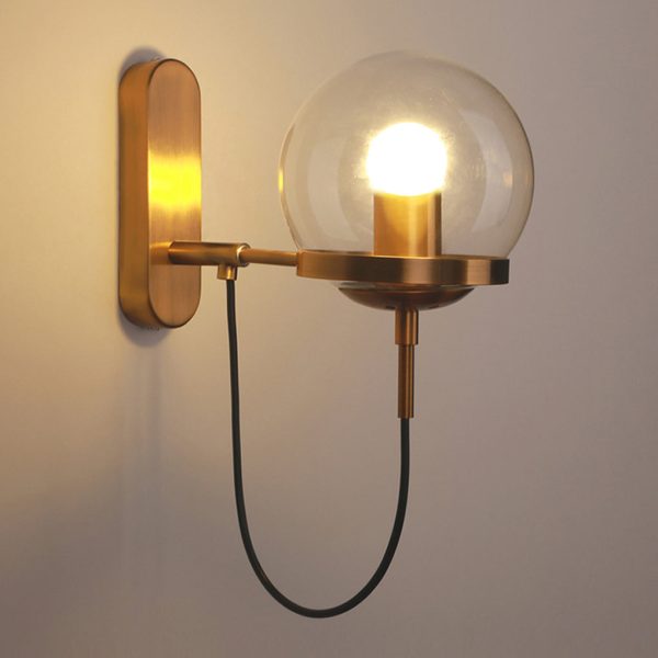 Antique Circular Metal Glass Ball LED Industrial Style Wall Sconce Lighting - Image 4