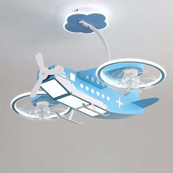 Creative Cartoon Aircraft Kids Flush Mount Ceiling Fan Light - Image 7