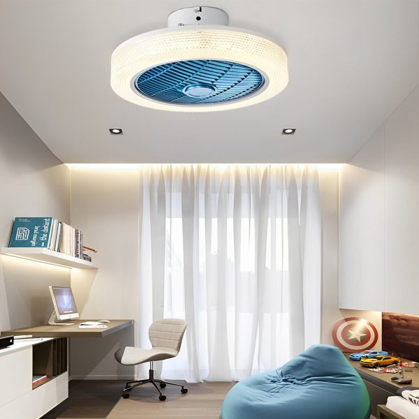 Round Dimmable LED Warm Air Mute Modern Bladeless Ceiling Fans Lights - Image 3