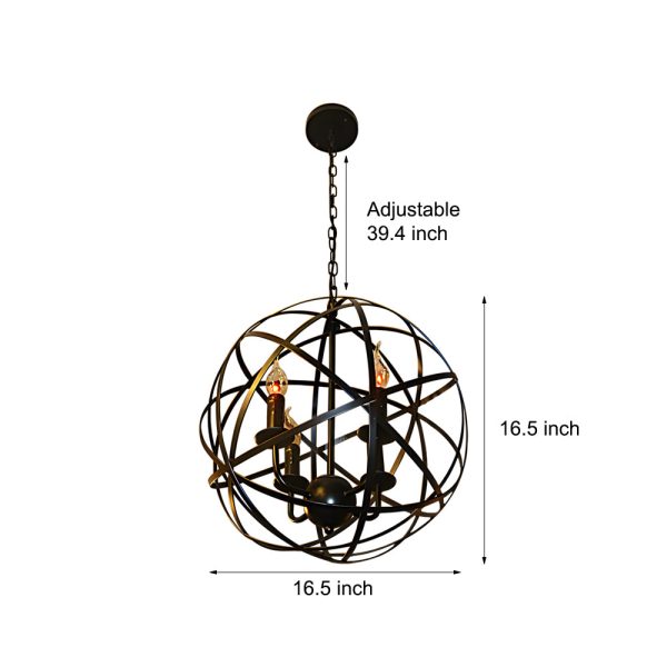 Iron Lines Ball Spherical Creative LED Industrial Style Chandelier - Image 7
