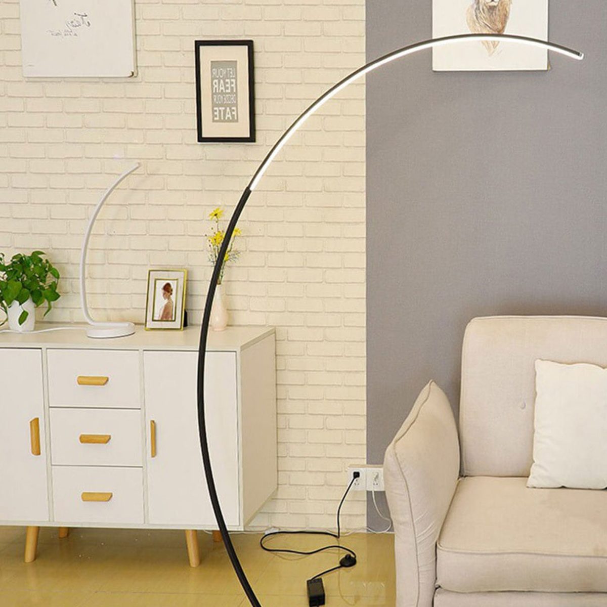 Minimalist Curved Line LED Aluminum Standing Floor Lamp - Image 20