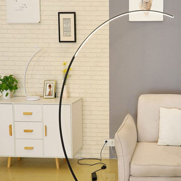 Minimalist Curved Line LED Aluminum Standing Floor Lamp - Image 20