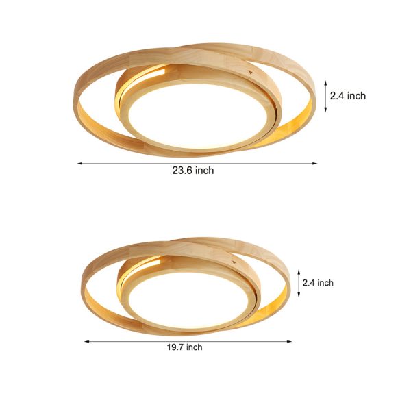 Wooden Oval Rings Round LED Flush Mount Lighting Round Acrylic Ceiling Light Bedroom Ceiling Lamp - Image 8