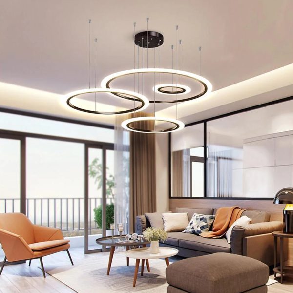 4 Circles Artistic Dimmable LED Modern Pendant Lighting Chandeliers - Image 4