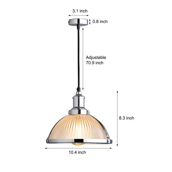 1-Light Striped Glass Shade Tungsten Wire 40W Pendant Lights - Image 7