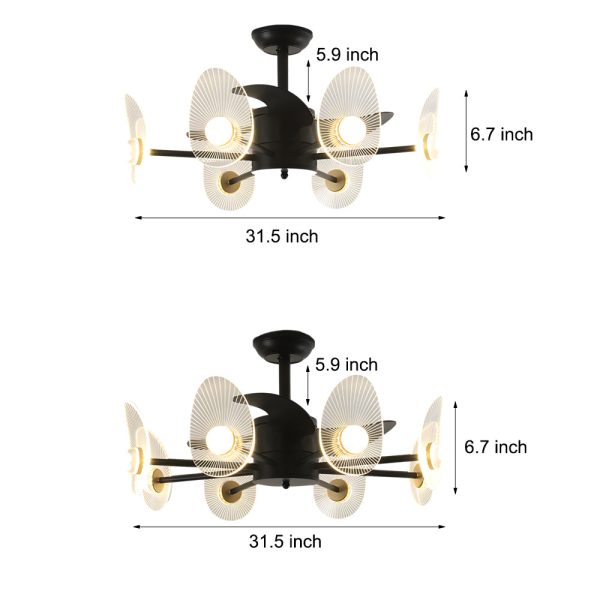 31-In Black Round Acrylic Ceiling Fan with Light and Remote, 3 Blades - Image 7