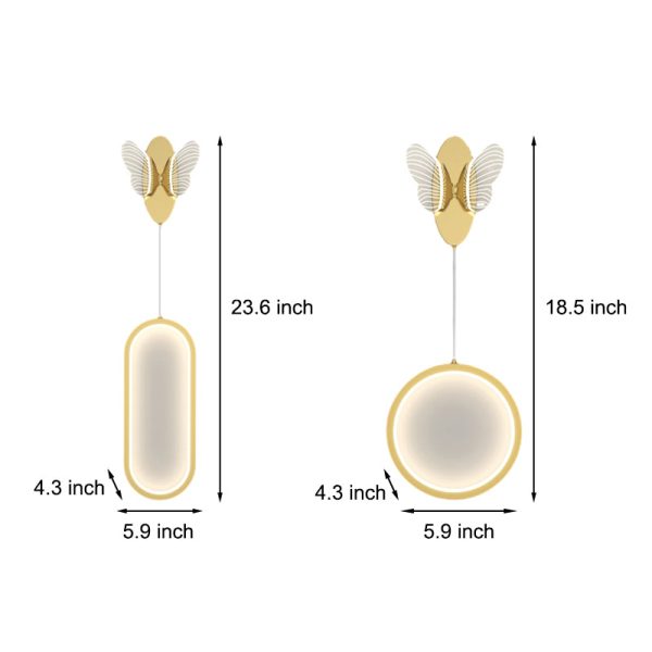 Oval Round Butterflies Three Step Dimming Modern LED Wall Lights Fixture - Image 5