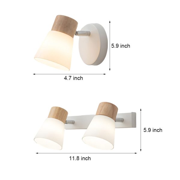 Wood Glass Cone Rotatable Light Wall Sconce, White - Image 7