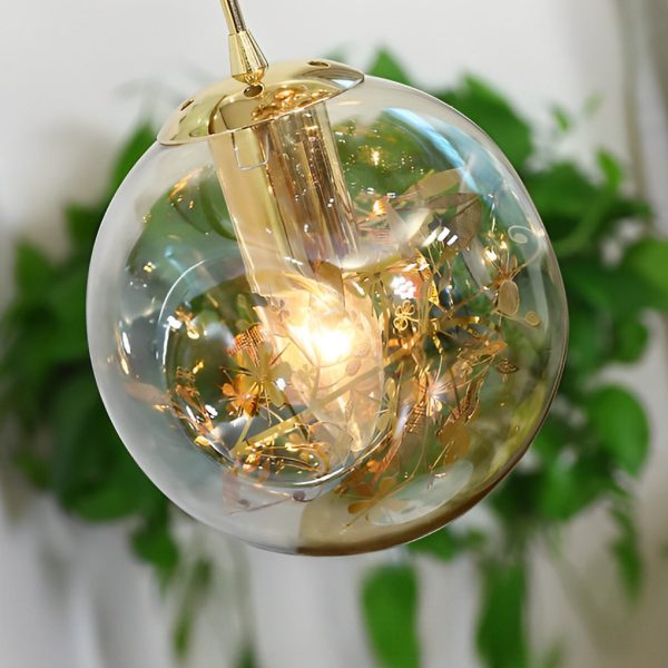 Cognac Color Glass Globes Shade Adjustable Modern Long Chandelier - Image 9