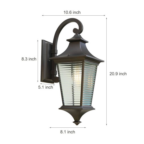 Retro Waterproof Creative Stripes Glass Shade Modern Outdoor Wall Light - Image 7