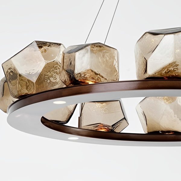 Irregular Glass Shade Stone Creative Cognac Color Modern Chandelier - Image 5