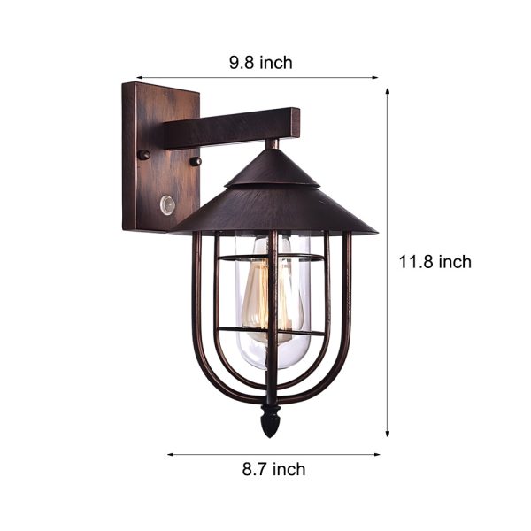 Waterproof Retro Iron Glass Motion Sensor Black Modern Outdoor Wall Lights - Image 5