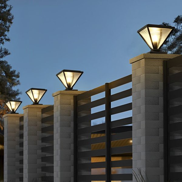 Simple Geometric Shape Waterproof Black Modern Solar Fence Post Lights - Image 7