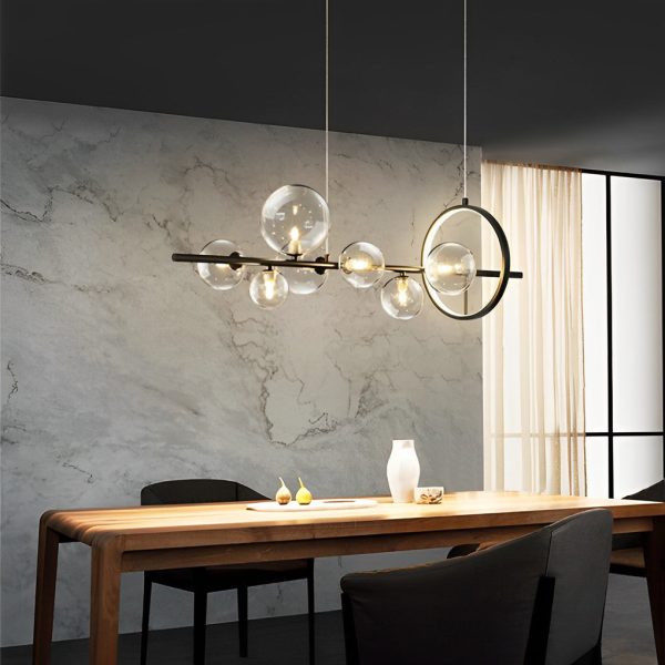 Circular Glass Bubbles LED Black Nordic Dining Room Chandeliers Light - Image 9