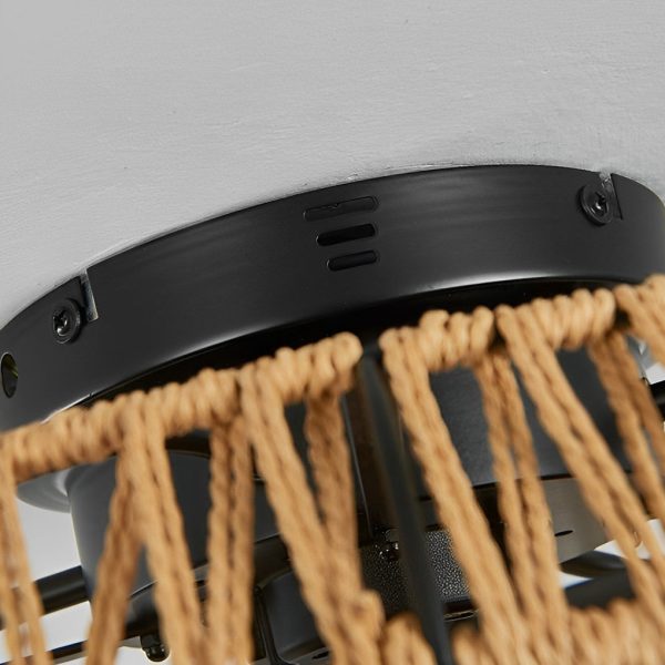 Creative Rattan Iron Timing Industrial Style Inverter Ceiling Fan Lamp - Image 9