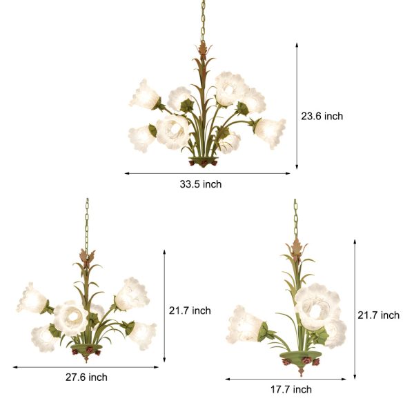 Modern Pastoral Green Flower Hanging Chandelier - 3/6/8-Light - Image 6