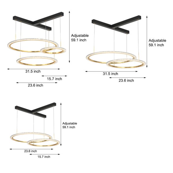 2/3 Rings Three Step Dimming Creative Modern Ceiling Lights Fixture Chandelier - Image 5