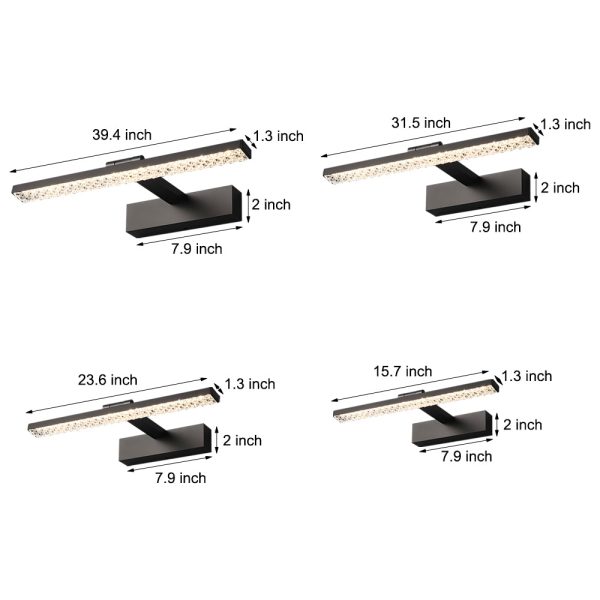 160?? Adjustable LED Bathroom Vanity Light with Crystal-Inspired Acrylic Shade, Dimmable - Image 9
