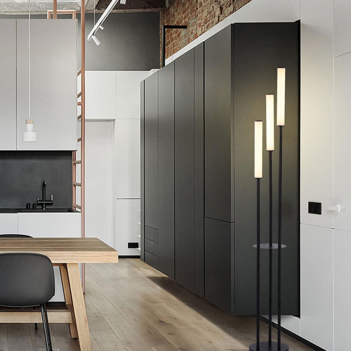 Modern Minimalist Creative Long Bar Design 3-Light LED Standing Floor Lamp - Image 13