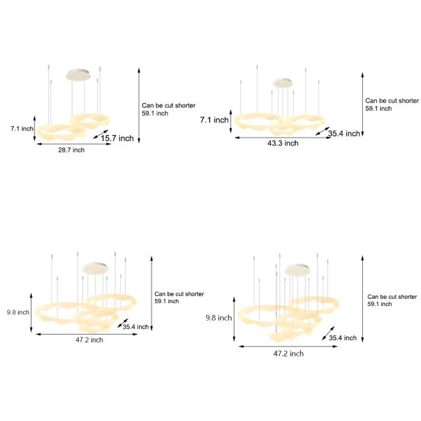 Wavy Circle Rings Three Step Dimming LED White Cream Modern Chandelier - Image 5