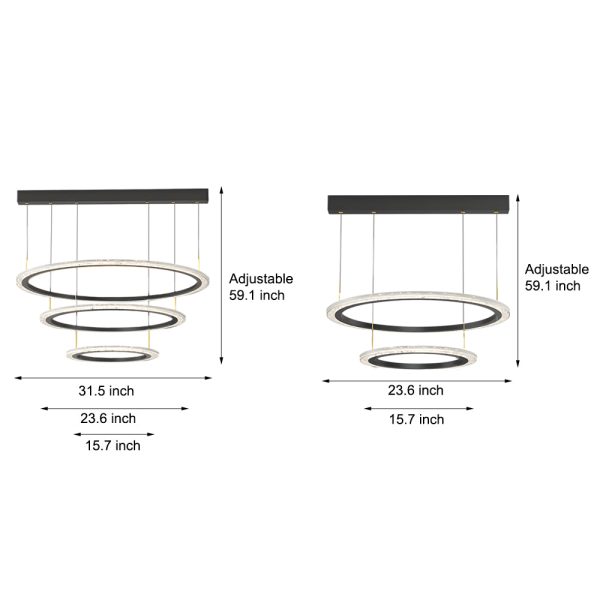 Simple Ring Three Step Dimming Circles Modern Chandelier Hanging Lights - Image 5