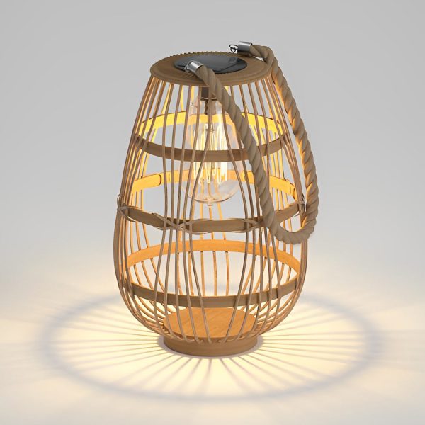 Portable Rattan Wood LED Waterproof Modern Solar Garden Lights Lawn Lamp - Image 6