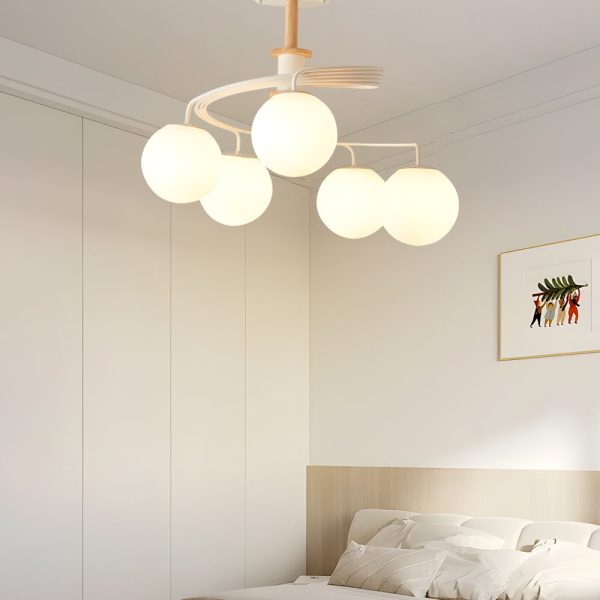 5-Light Glass Ball Spiral Metallic Semi-Flush Mount Ceiling Light - Image 5