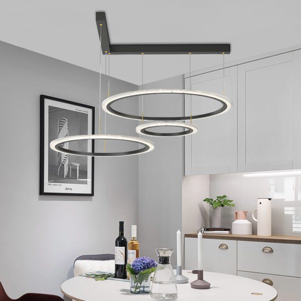 2/3 Circles Rings Three Step Dimming Minimalist Modern Ceiling Light Fixture - Image 3