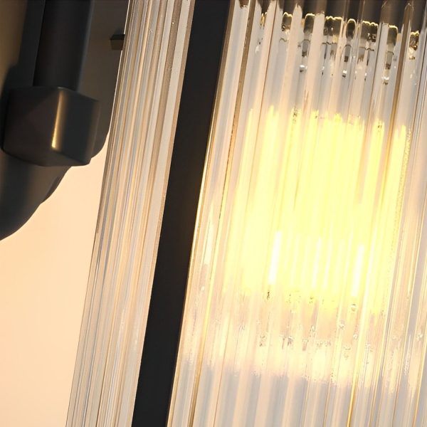 Waterproof Striped Glass Aluminum Black Retro Outdoor Wall Lights - Image 9